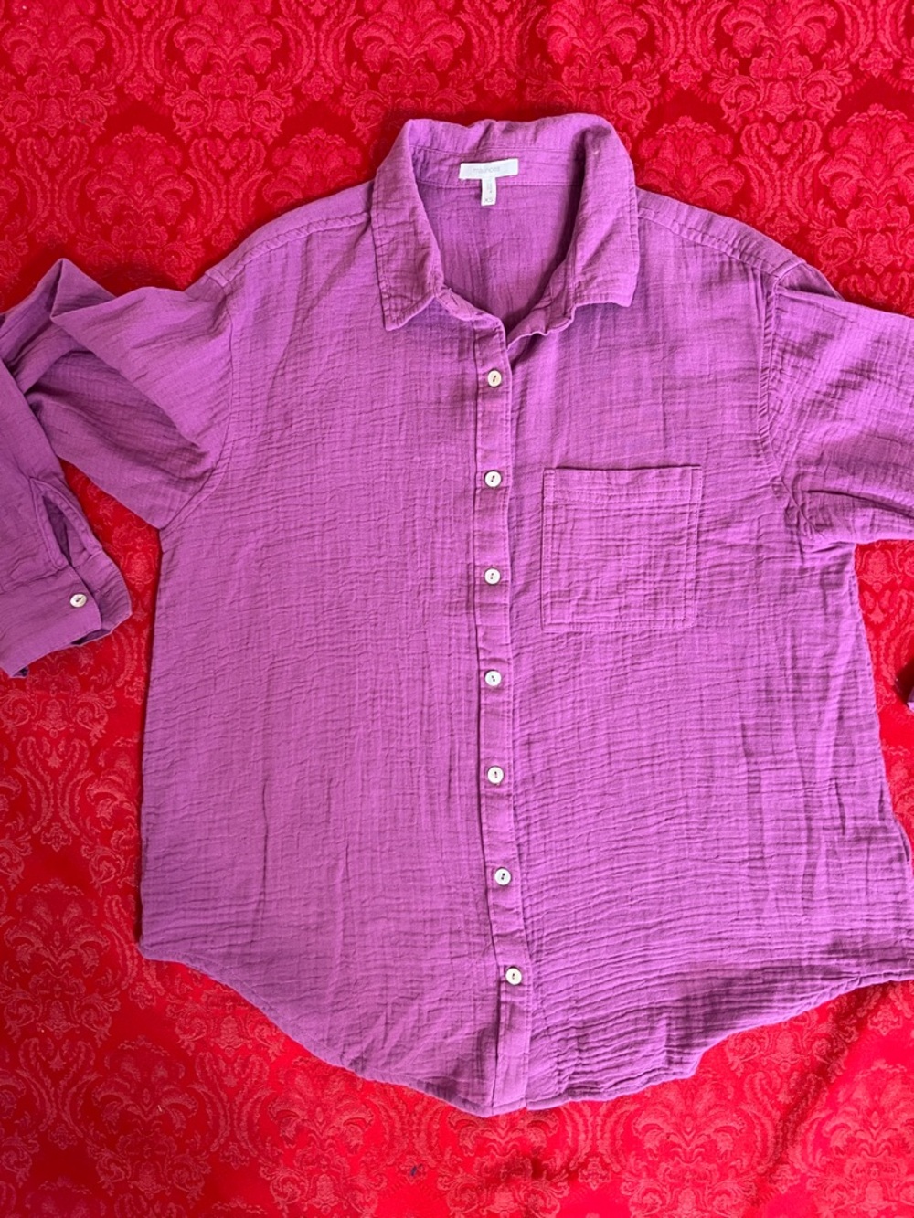 Maurices Lavender Cotton Gauze Button Down Shirt Women’s XS Relaxed Fit